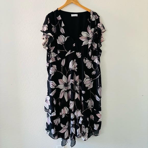 Estelle Azalea Black Floral Midi Dress - Picture 4 of 12